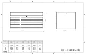 Extreme Tools® EX Series 55"W x 30"D 10 Drawer Professional Top Chests