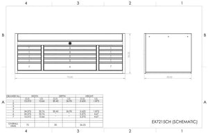 Extreme Tools® EX Series 72"W x 30"D 15 Drawer Professional Triple Bank Top Chests