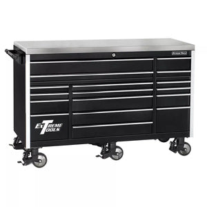 Extreme Tools® EX Series 72"W x 30"D 17 Drawer Professional Triple Bank Roller Cabinets
