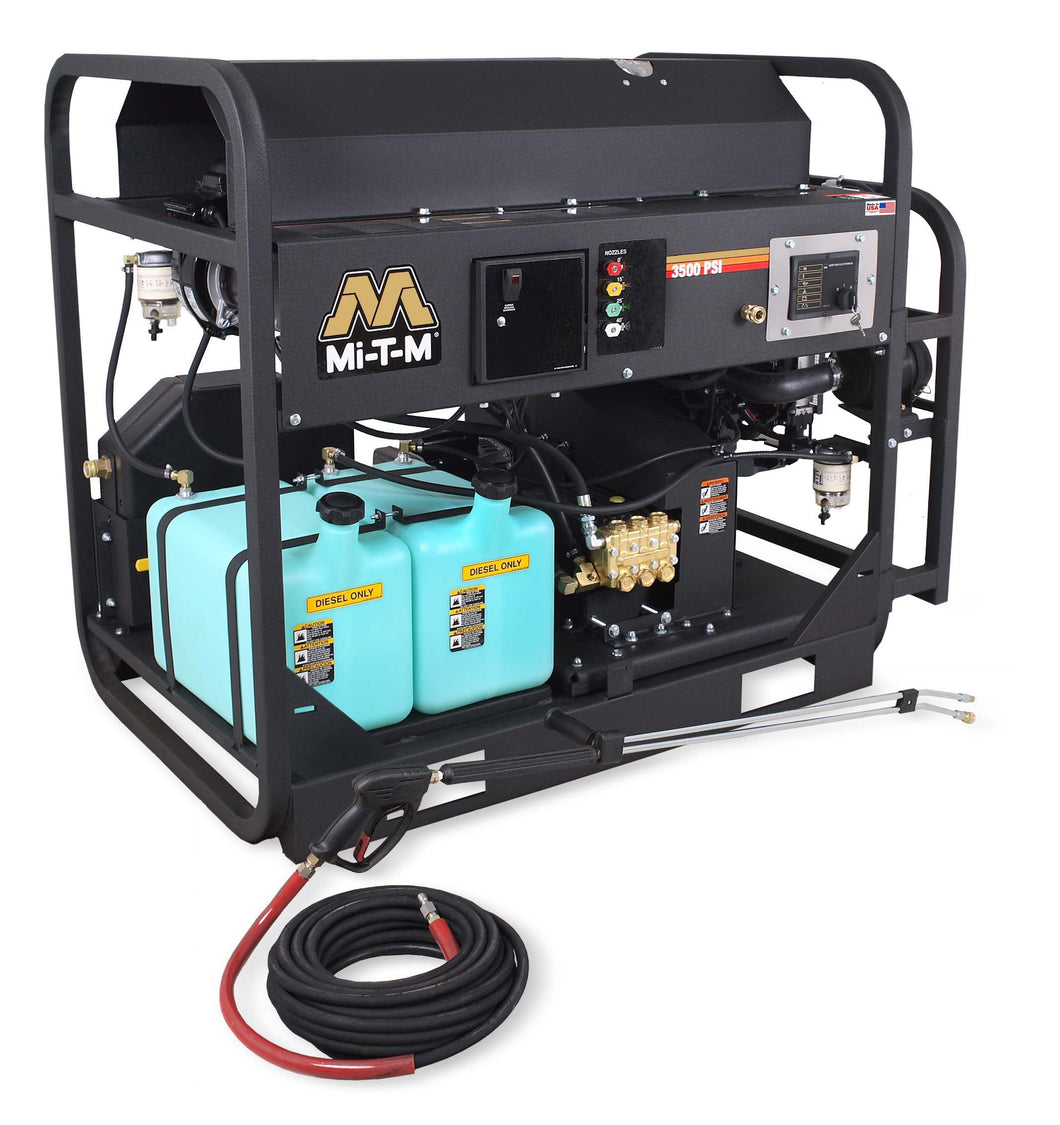Mi-T-M HS Series 3500 PSI @ 4.7 GPM Hot Water Diesel Belt Drive Pressure Washer - Skid Frame