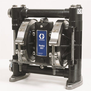 Graco Husky 307 - 6.5 GPM - Acetal (3/8" BSP) Standard Pump, Polypropylene Center Section, Stainless Steel Seats, PTFE Balls & PTFE Diaph