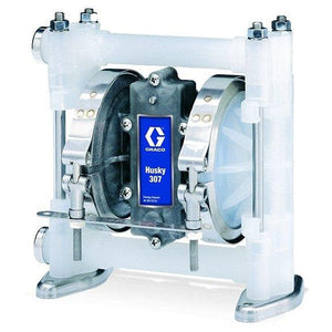 Graco Husky 307 - 16.5 GPM - Polypropylene (3/8" BSP) Standard Pump, Polypropylene Center Section, S/S Seats, PTFE Balls & Buna-N Diaph