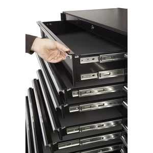 Extreme Tools® RX Series 72"W x 25"D 19 Drawer Triple Bank Roller Cabinet w/ Chrome Drawer Pulls