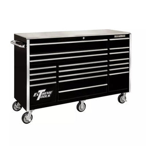 Extreme Tools® RX Series 72"W x 25"D 19 Drawer Triple Bank Roller Cabinet w/ Chrome Drawer Pulls