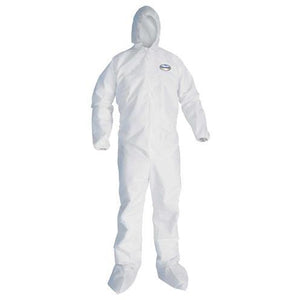 Kimberly Clark Kleenguard A20 Breathable Particle Protection Coveralls - Zipper Front, Elastic Back, Wrists, Ankles, Hood & Boots - White - Medium - 24 Each Case