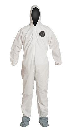 DuPont™ ProShield® 10 Coveralls (Attached Hood and Boots, Elastic Wrists) - 3XLarge/White - 25/Pack