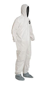 DuPont™ ProShield® 10 Coveralls (Attached Hood and Boots, Elastic Wrists) - Large/White - 25/Pack