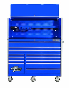 Extreme Tools® RX Series 55" Professional Hutch & 12 Drawer Roller Cabinet Combo