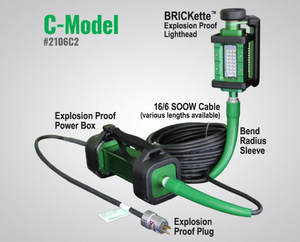 C-Model BRICKette™ EP LED lighthead w/ 100ft SOOW cable & Explosion Proof Power Box w/ Explosion Proof Cord Plug (Choose Hdl Separately)