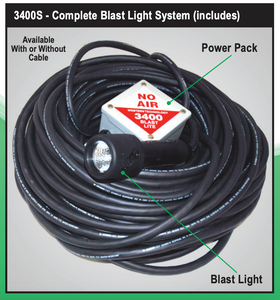 Western Technology 3400S No-Air 12V DC Abrasive Blast Light System w/ Power Box & 75-ft Electric Cable (includes Stanchion)