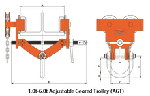 Load image into Gallery viewer, Tiger Lifting AGT-0100 1-ton Adjustable Trolley Geared AGT