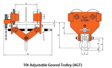 Load image into Gallery viewer, Tiger Lifting AGT-1000 10-tons Adjustable Trolley Geared AGT