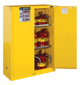 Sure-Grip® EX 90-gal.capacity Flammable Cabinet w/ 2 Shelves & 2 Self-Close Doors - Yellow