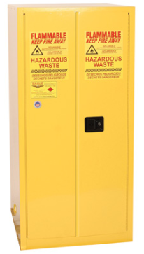 Eagle Haz-Mat One Drum Vertical Safety Cabinet, 55 Gal., 1 Shelf, 2 Door, Manual Close, Yellow