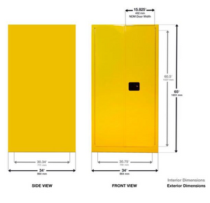 Justrite™ Sure-Grip® EX Vertical Drum Safety Cabinet and Drum Support, 55 Gal., 2 m/c doors, Gray