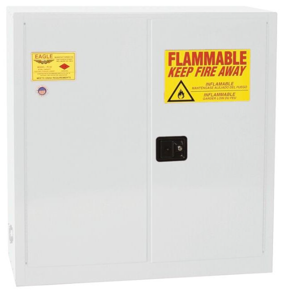 Eagle 40-gal.capacity Flammable storage Cabinet w/ 3 Shelves & 2 Door-Sliding Self Close - White