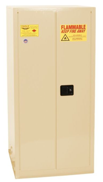 Eagle One Drum Vertical Safety Cabinet, 55 Gal., 1 Shelf, 2 Door, Manual Close, Beige