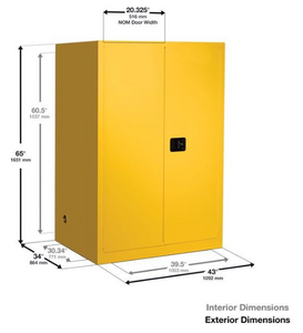 Sure-Grip® EX 90-gal.capacity Flammable Cabinet w/ 2 Shelves & 2 Self-Close Doors - Yellow