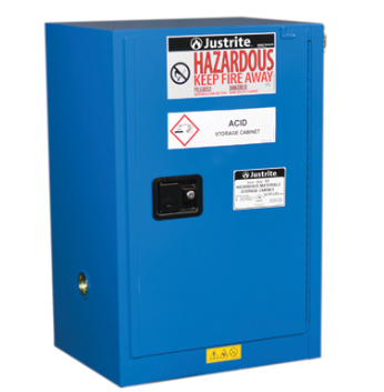 Justrite™ ChemCor® Compac Hazardous Mat. Safety Cabinet, 12 Gal., 1 shelf, 1 s/c door, Royal Blue