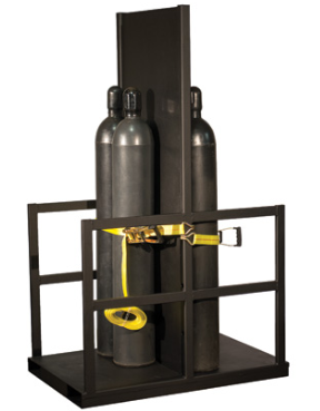 Justrite™ Gas Cylinder Forklift Pallet with Firewall 12 Cylinder Capacity End Loaded