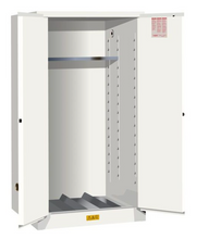 Load image into Gallery viewer, Justrite™ 896205 Flammable Waste Vertical Drum Safety Cabinet, 55 Gal. drum, 1 shelf, 2 m/c doors, White