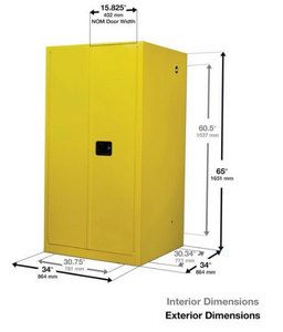 Eagle Flammable Liquid Safety Cabinet, 60 Gal. 2 Shelves, 2 Door, Self Close, Red