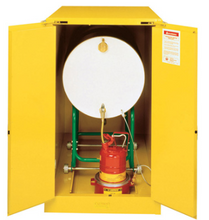 Load image into Gallery viewer, Justrite™ Sure-Grip® EX Horizontal Drum Safety Cabinet with Cradle Track, 2 s/c doors, Yellow