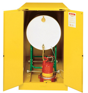 Justrite™ Sure-Grip® EX Horizontal Drum Safety Cabinet with Cradle Track, 2 s/c doors, Yellow