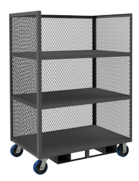 Durham 3STFP-EX3048-3-6PU-95 3 Sided Mesh Truck, 3 Shelves, 30 X 48, Forklift Pockets