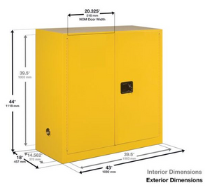 Eagle Acid & Corrosive Metal Safety Cabinet, 30 Gal., 1 Shelf, 2 Door, Sliding Self Close, Blue