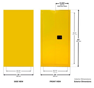 Justrite™ Sure-Grip® EX 55 Gallon, 1 Drum Vertical, 1 Shelf, 2 Doors, Self-Close, Flammable Cabinet w/ Drum Rollers, Red