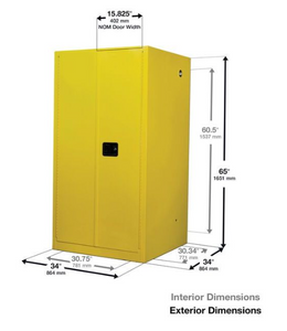 Sure-Grip® EX 60-gal.capacity Flammable Cabinet w/  2 Shelves & 1 Bi-Fold/Sliding Self-Close Door - Yellow