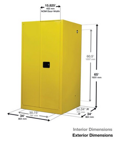 Eagle Flammable Liquid Safety Cabinet, 60 Gal. 2 Shelves, 2 Door, Manual Close, Beige