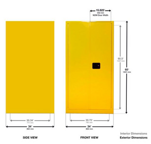 Eagle Haz-Mat One Drum Vertical Safety Cabinet, 55 Gal., 1 Shelf, 2 Door, Manual Close, Yellow