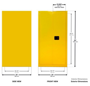 Eagle One Drum Vertical Safety Cabinet, 55 Gal., 1 Shelf, 2 Door, Self Close, Yellow