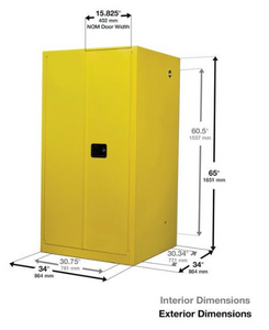 Eagle Flammable Liquid Safety Cabinet, 60 Gal. 2 Shelves, 2 Door, Self Close, White