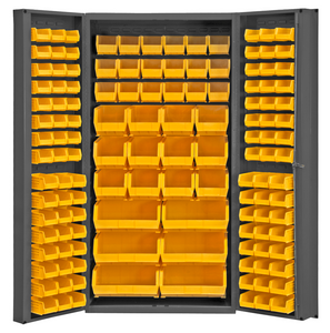 Durham DC-BDLP-132-95 Cabinet, 14 Gauge, 132 Yellow Bins , 36 X 24 X 72