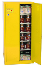 Load image into Gallery viewer, Eagle Paint &amp; Ink storage Cabinet, 96 Gal., 5 Shelves, 2 Door, Manual Close, Yellow