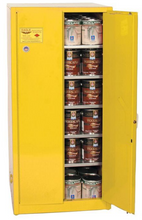 Load image into Gallery viewer, Eagle Paint &amp; Ink storage Cabinet, 96 Gal., 5 Shelves, 2 Door, Manual Close, Yellow