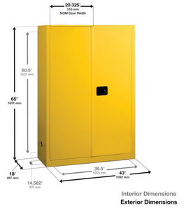 Eagle Acid & Corrosive Metal Safety Cabinet, 45 Gal., 2 Shelves, 2 Door, Sliding Self Close, Blue