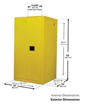 Load image into Gallery viewer, Eagle Paint &amp; Ink storage Cabinet, 96 Gal., 5 Shelves, 2 Door, Manual Close, Yellow