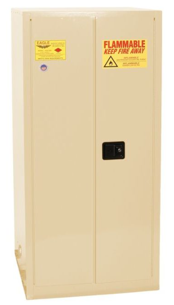 Eagle One Drum Vertical Safety Cabinet, 55 Gal., 1 Shelf, 2 Door, Self Close, Beige