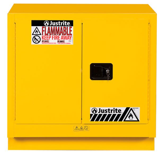 Sure-Grip® EX 23-gal.capacity Under Fume Hood Flammable Cabinet w/ 1 Shelf & 2 Self-Close Doors - Yellow