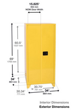 Load image into Gallery viewer, Eagle Tower™ Safety Cabinet, 60 Gal., 2 Shelves, 2 Door, Manual Close, Yellow