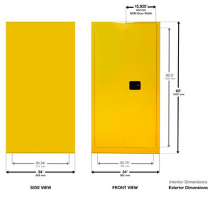 Sure-Grip® EX 55-gal.capacity Flammable Cabinet w/ Drum Support - 1 Drum Vertical, 1 Shelf & 2 Self-Close Doors - White