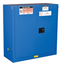 Load image into Gallery viewer, Justrite™ ChemCor® Hazardous Material Safety Cabinet, 30 Gal., 1 shelf, 2 s/c doors, Royal Blue