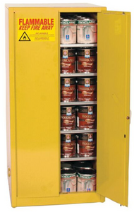 Eagle Paint & Ink storage Cabinet, 96 Gal., 5 Shelves, 2 Door, Self Close, Yellow