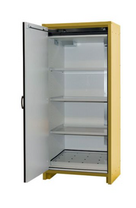 Justrite™ 30-Minute EN Flammable Safety Cabinet, 30 Gal., 3 shelves, 1 hybrid-close door, Yellow