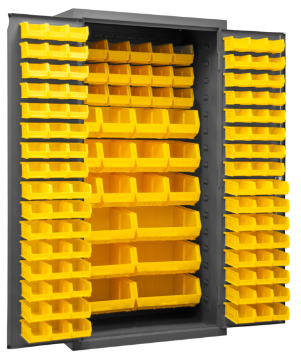 Durham 3501-BDLP-132-95 Cabinet, 14 Gauge, 132 Yellow Bins , 36 X 24 X 72