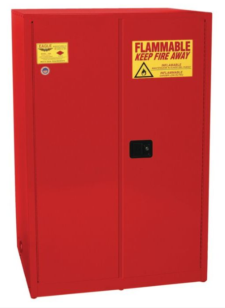 Eagle Flammable Liquid Safety Cabinet, 90 Gal., 2 Shelves, 2 Door, Manual Close, Red